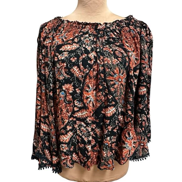 Abercrombie & Fitch NWT Women BOHO Floral Off Shoulder Blouse M Festival Hippie - Picture 1 of 11